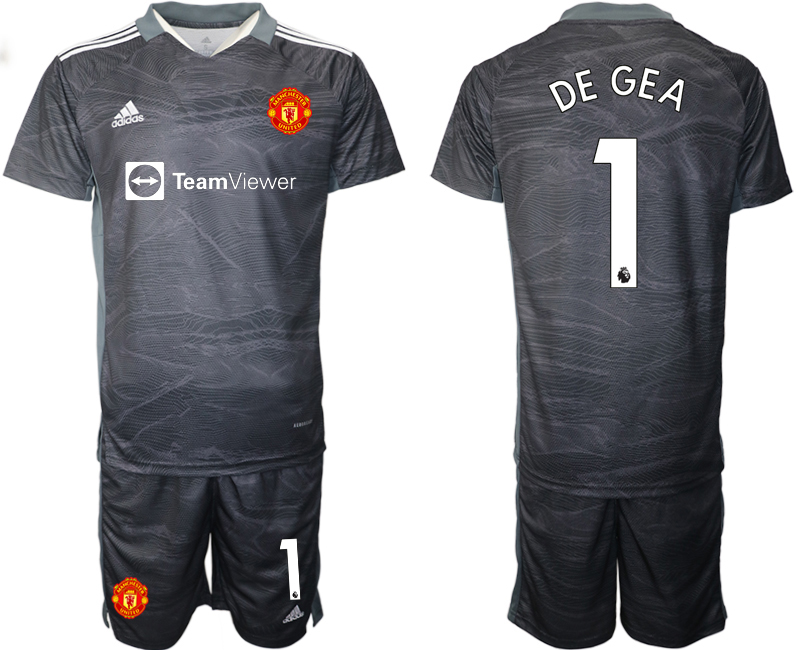 Men 2021-2022 Club Manchester United black goalkeeper #1 Soccer Jersey